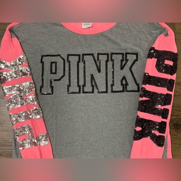 PINK VS COLORBLOCK NEON BLING TSHIRT/ YOGA LEGGINGS OUTFIT LARGE - Picture 7 of 12